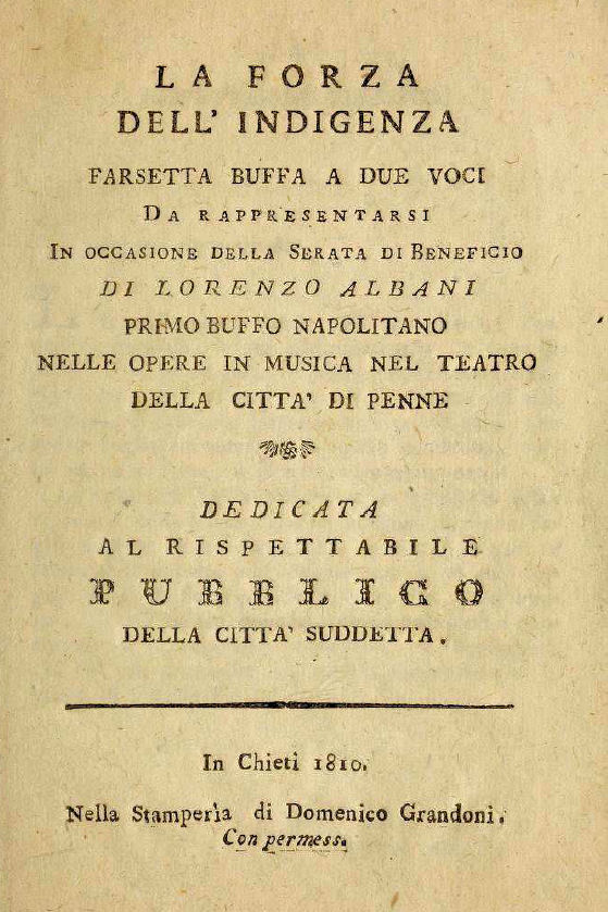 LA FORZA DELL'INDIGENZA ~ Anno 1810