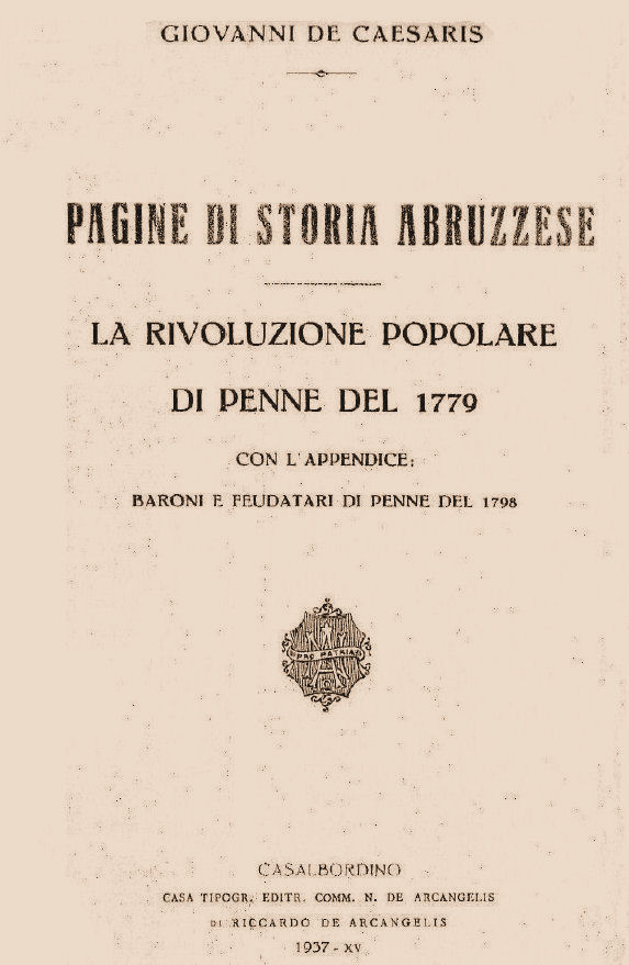 LA RIVOLUZIONE POPOLARE DI PENNE DEL 1779 ~ Anno 1937