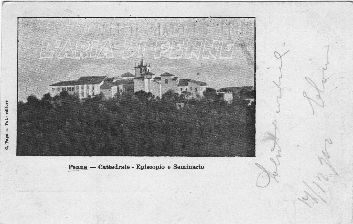 Cattedrale, Episcopio e Seminario - Cartolina viaggiata anno 1900