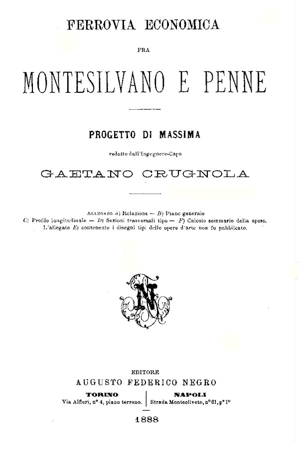 Primo progetto Ferrovia Penne-Montesilvano - 1888