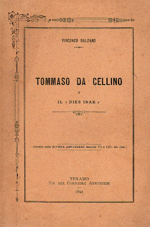 TOMMASO DA CELLINO e il 'Dies Irae'  ~ Anno 1892