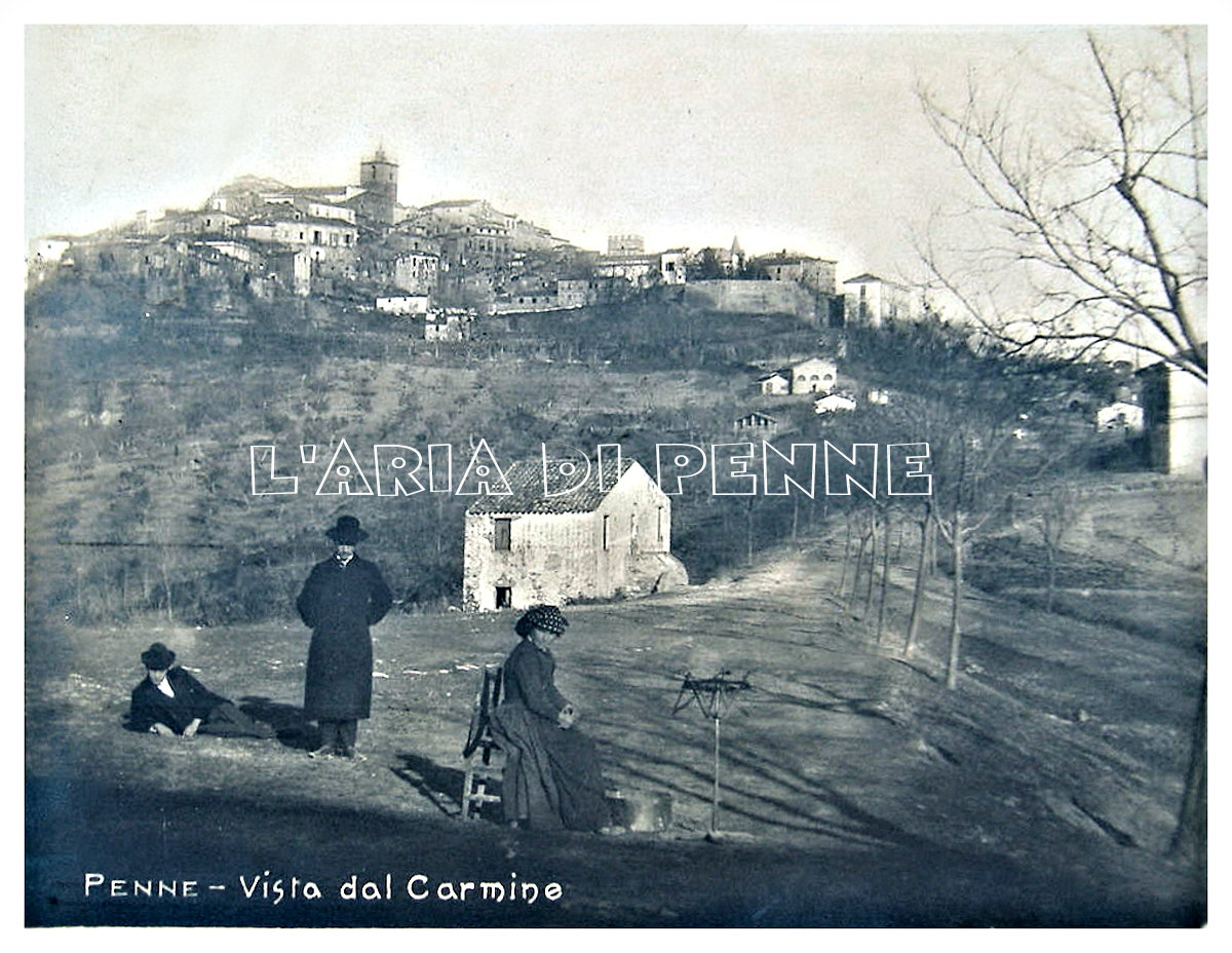 Penne vista dal piazzale della Madonna del Carmine - Cartolina viaggiata anno 1908
